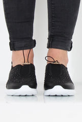 Lorraine Black Sparkle Trainers-Trainers