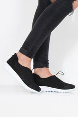 Lorraine Black Sparkle Trainers-Trainers