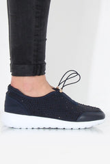 Lorraine Blue Sparkle Trainers-Trainers