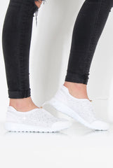 Lorraine White Sparkle Trainers-Trainers