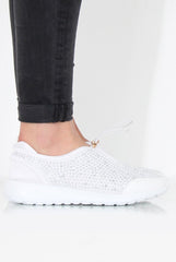 Lorraine White Sparkle Trainers-Trainers