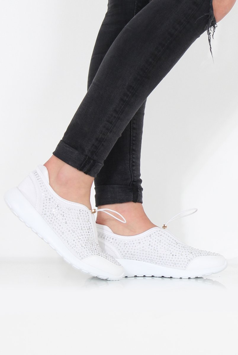 Lorraine White Sparkle Trainers-Trainers