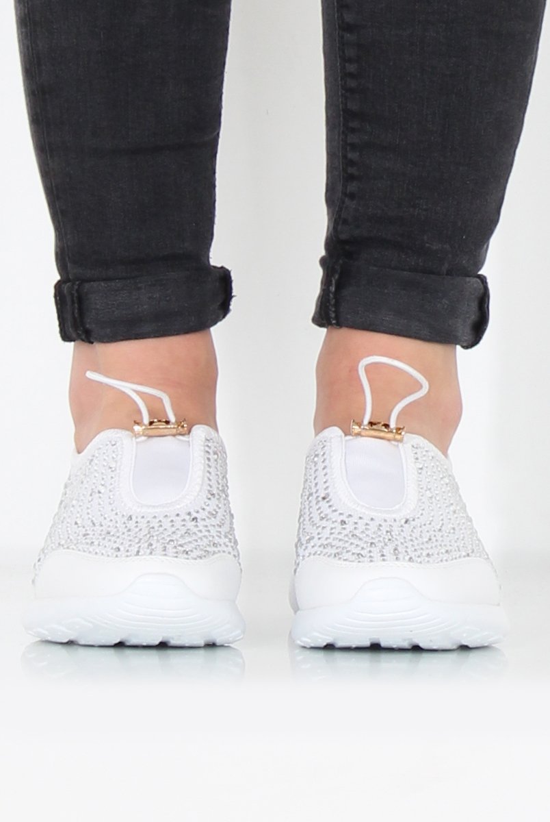 Lorraine White Sparkle Trainers-Trainers