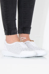 Lorraine White Sparkle Trainers-Trainers