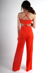 Louise Orange Cut Out Jumpsuit-Jumpsuits