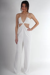 Louise White Cut Out Jumpsuit-Jumpsuits