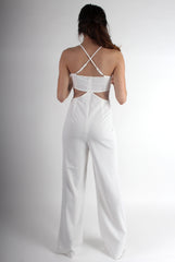 Louise White Cut Out Jumpsuit-Jumpsuits