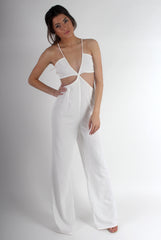 Louise White Cut Out Jumpsuit-Jumpsuits
