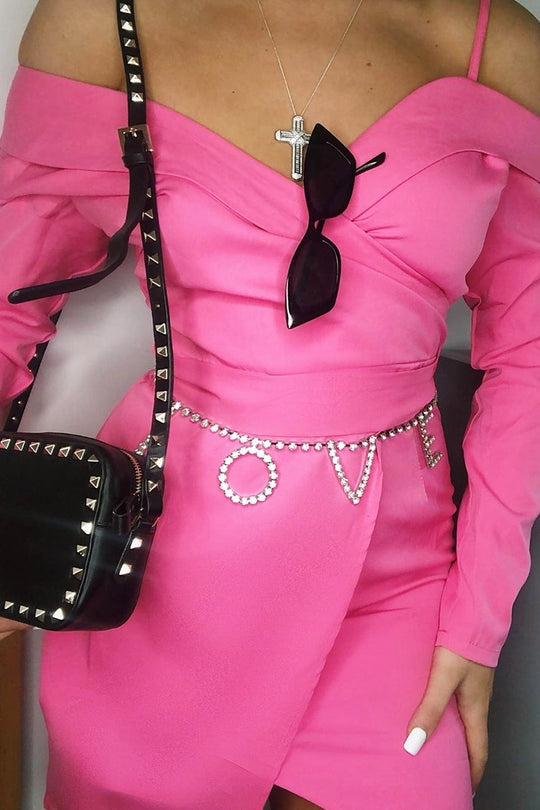 Love Slogan Diamante Belt - Bethanie