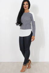 Lumi Navy Striped Top-Tops