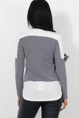 Lumi Navy Striped Top-Tops