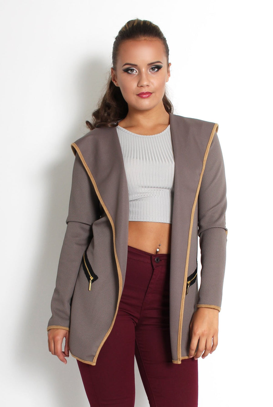Lydia Grey Hooded Jacket-Jackets