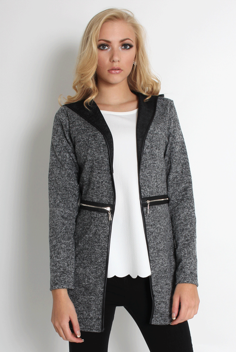 Lydia Light Grey Hooded Jacket-Jackets