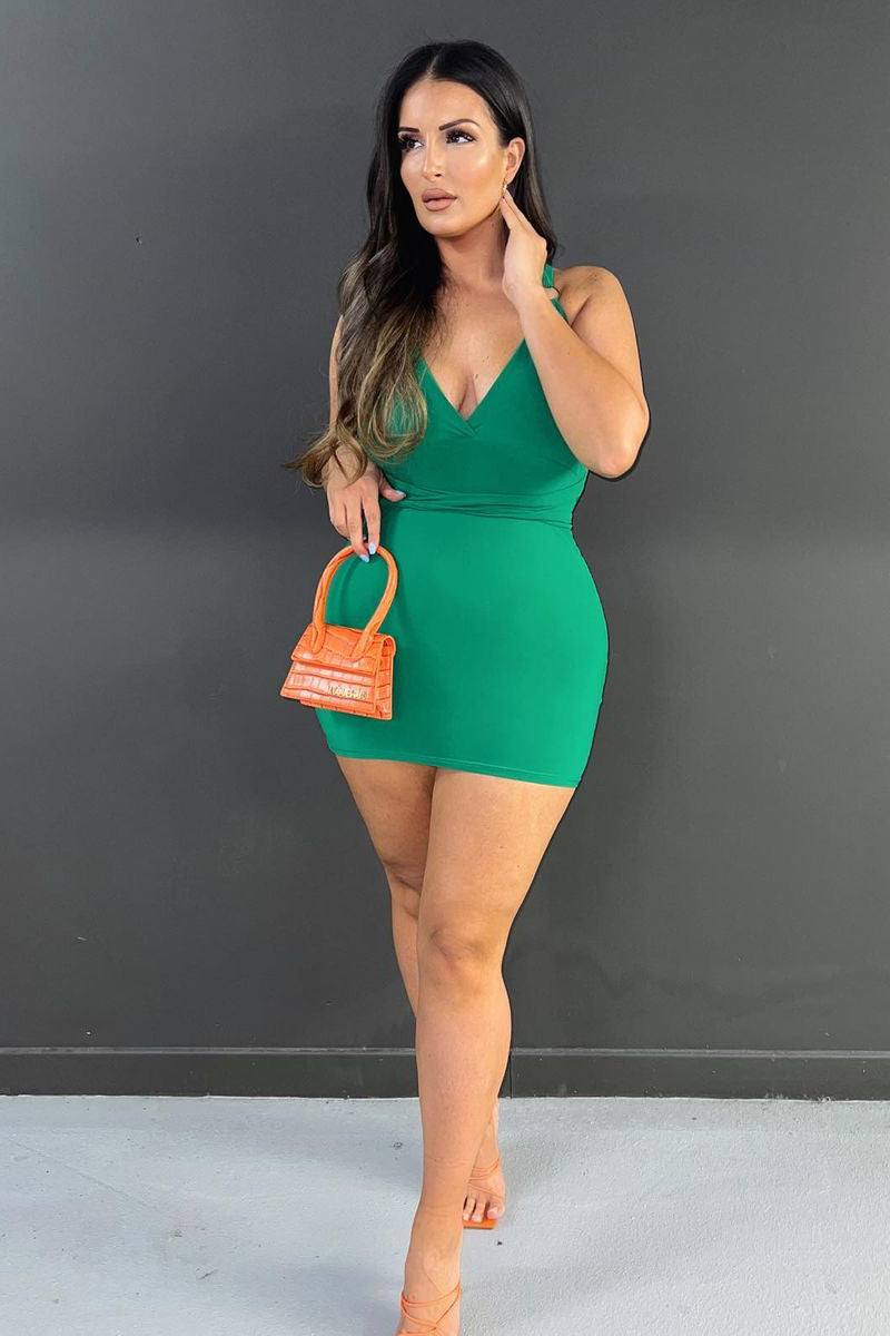Green Multi Way Slinky Mini Dress | Mini Dress | Rebellious Fashion Green Multi Way Slinky Mini Dress | Mini Dress | Rebellious Fashion