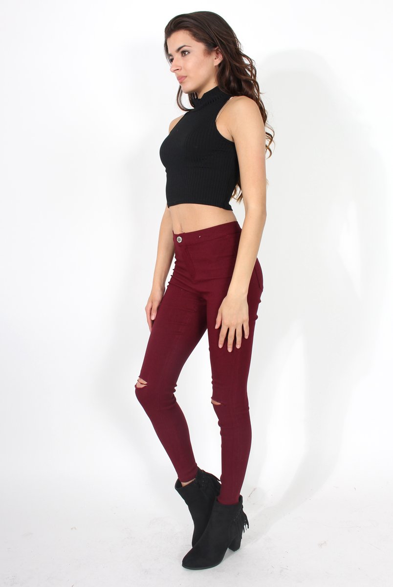Lyla High Neck Black Crop Top-Tops