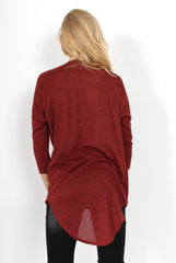 Macy Rust Cross Over Dropped Hem Top-Tops