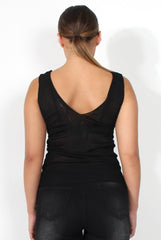 Madison Silver Sheer Sequin Top-Tops