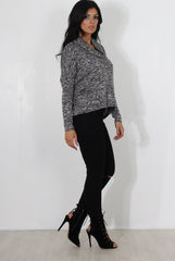 Maira Grey Cowl Neck Top-Tops
