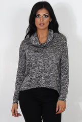 Maira Grey Cowl Neck Top-Tops