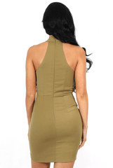 Maisie Khaki Tie Up Dress-Dresses