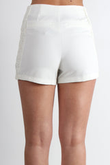 Maisie White Side Floral Shorts-Shorts