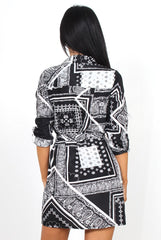 Malin Black And White Aztec Shirt Dress-Dresses