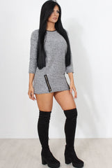 Mandal Grey Knitted Jumper Dress-Dresses