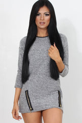 Mandal Grey Knitted Jumper Dress-Dresses