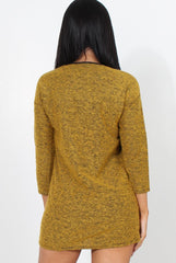 Mandal Mustard Knitted Jumper Dress-Dresses