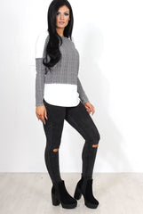 Mandie Black Panel Side Split Top-Tops