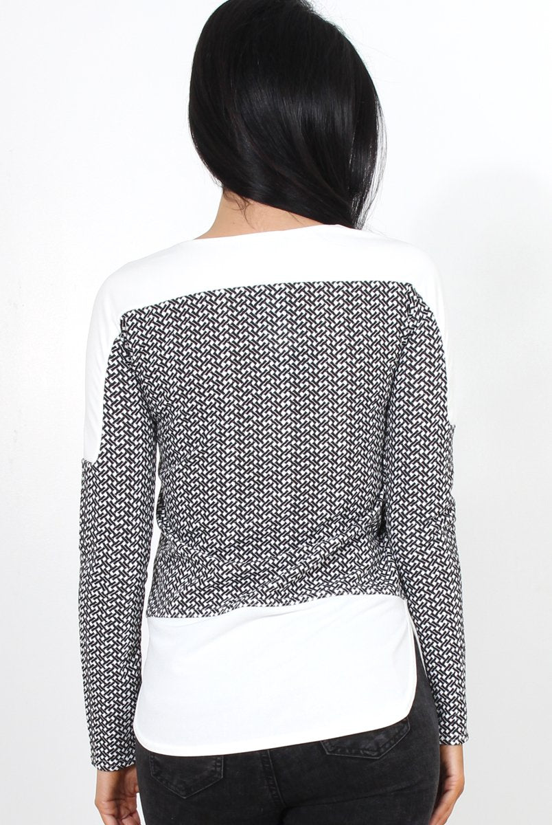 Mandie Black Panel Side Split Top-Tops
