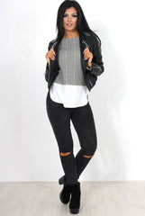 Mandie Khaki Panel Side Split Top-Tops