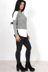 Mandie Khaki Panel Side Split Top-Tops