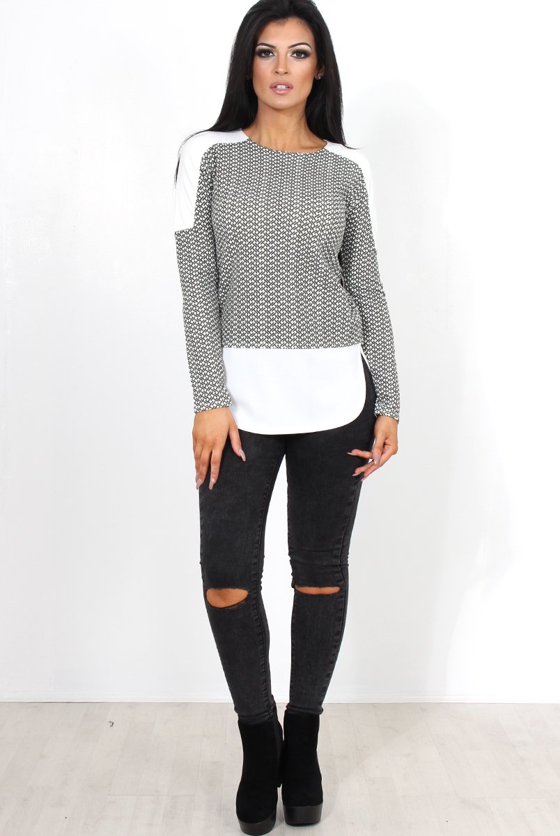 Mandie Khaki Panel Side Split Top-Tops