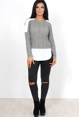 Mandie Khaki Panel Side Split Top-Tops