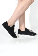 Mandy Black Sparkle Trainers-Trainers