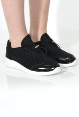 Mandy Black Sparkle Trainers-Trainers