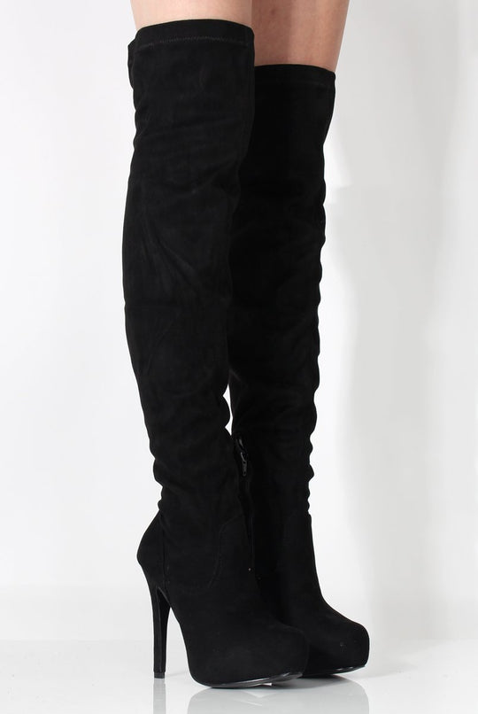 Mara Black Suede Over The Knee Boots