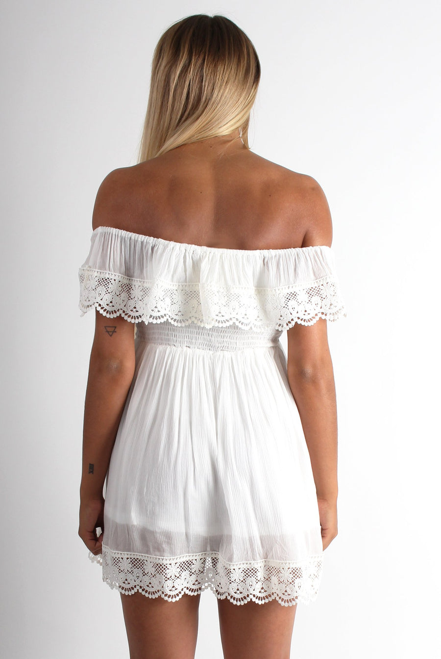 Marcy White Off The Shoulder Dress-Dresses