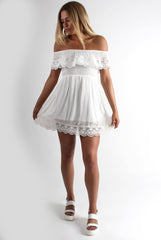 Marcy White Off The Shoulder Dress-Dresses
