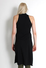 Mariah Black Ribbed Split Side Top-Tops