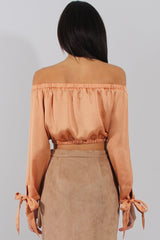 Marigold Bardot Crop Top - Sasha-Crop Tops