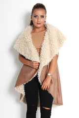 Marissa Camel Suede Fur Lined Gillet-Dresses