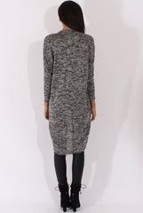 Marl Grey Dipped Hem Cardigan - Rosalinda-Dresses