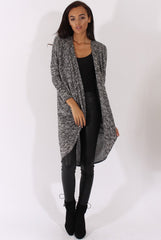Marl Grey Dipped Hem Cardigan - Rosalinda-Dresses