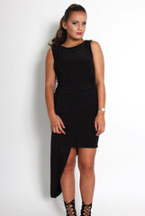 Marla Black Asymmetric Dress-Dresses