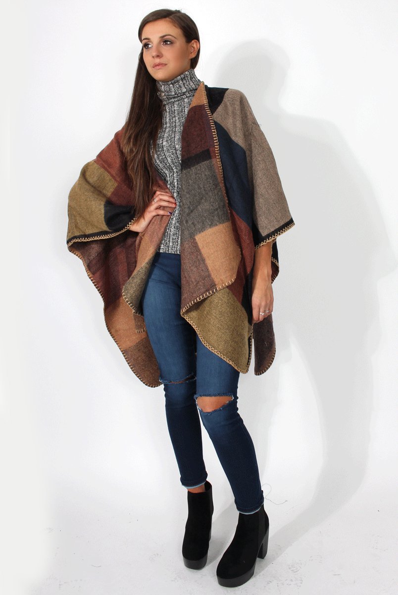 Marnie Brown Check Cape-Dresses
