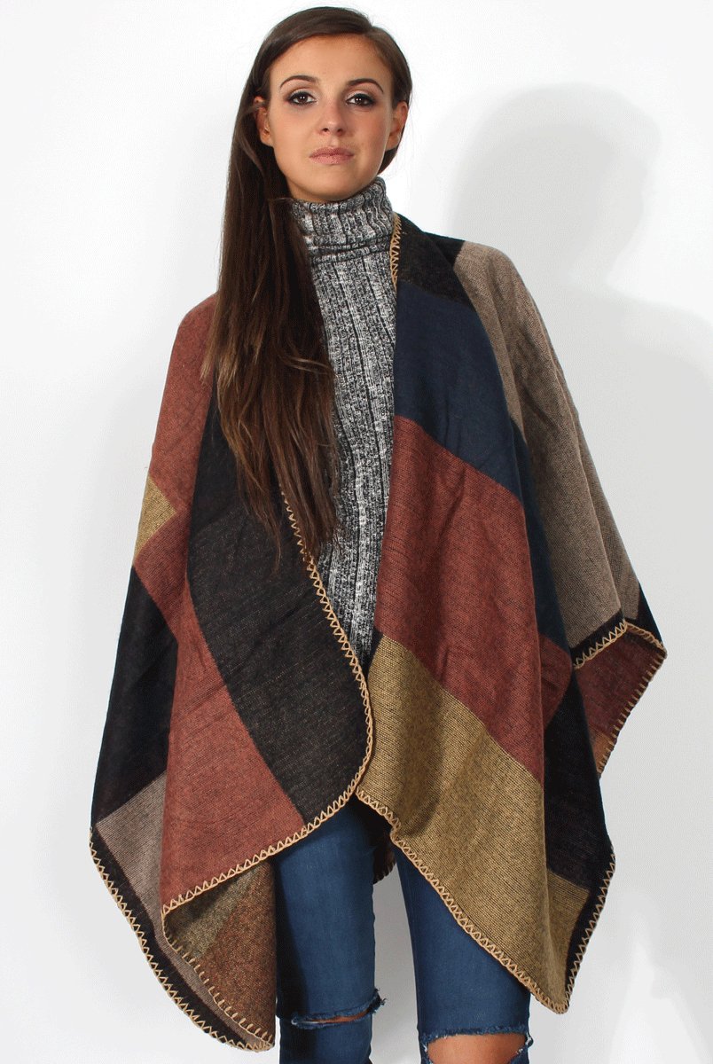 Marnie Brown Check Cape-Dresses
