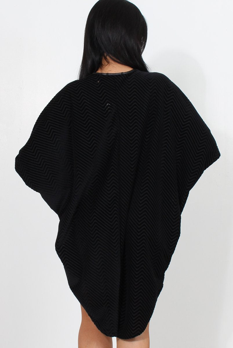 Marti Black Knitted High Neck Jumper Dress-Dresses