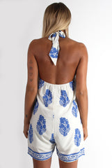 Mary White Paisley Print Playsuit-Playsuits